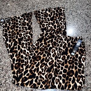New Mix Leopard Print Boot Cut Pants